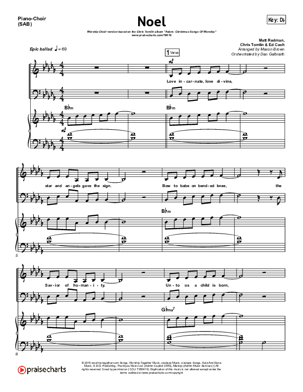 Noel (Worship Choir SAB) Piano/Choir (SAB) (Lauren Daigle / Arr. Mason Brown)