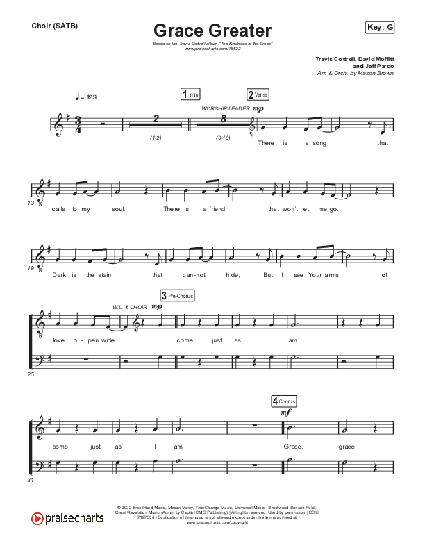 Grace Greater Choir Sheet (SATB) (Travis Cottrell)