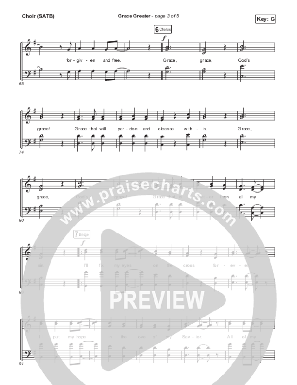 Grace Greater Choir Sheet (SATB) (Travis Cottrell)