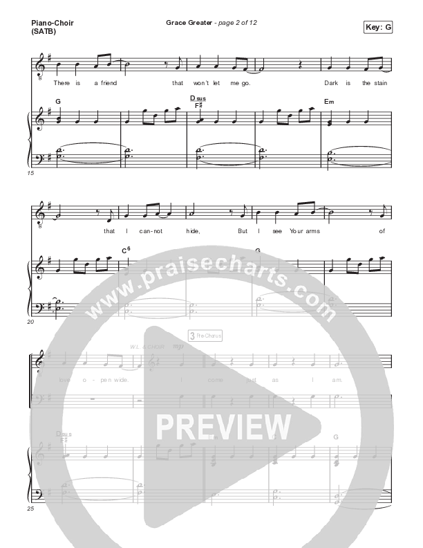 Grace Greater Piano/Vocal (SATB) (Travis Cottrell)