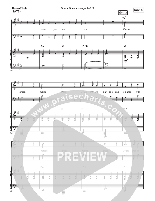 Grace Greater Piano/Vocal (SATB) (Travis Cottrell)