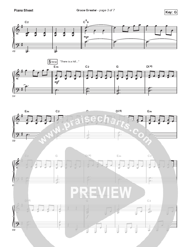 Grace Greater Piano Sheet (Travis Cottrell)