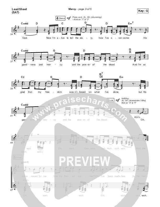 Mercy Lead Sheet (SAT) (Ben Fuller)