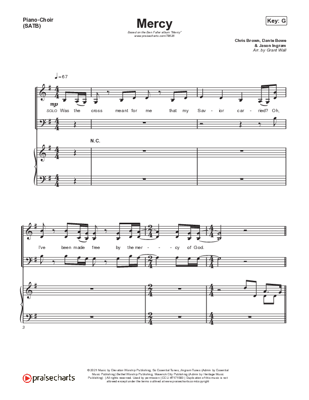 Mercy Piano/Vocal (SATB) (Ben Fuller)