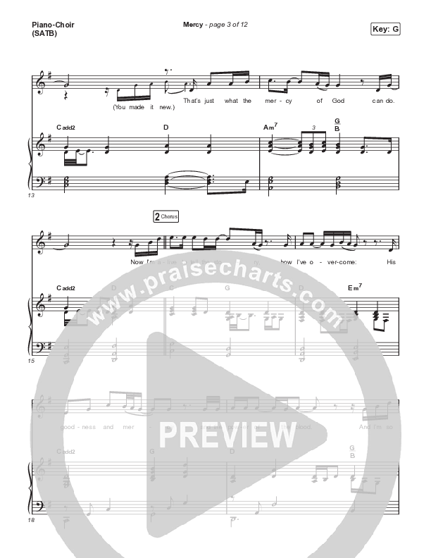 Mercy Piano/Vocal (SATB) (Ben Fuller)