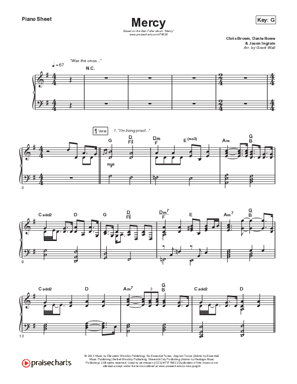 Mercy Piano Sheet (Ben Fuller)