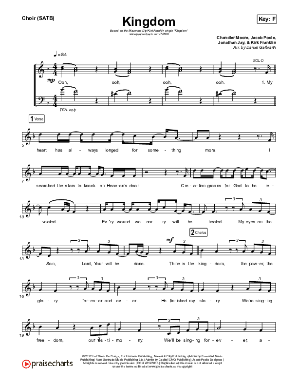 Kingdom Choir Vocals (SATB) (Maverick City Music / Kirk Franklin / Naomi Raine / Chandler Moore)