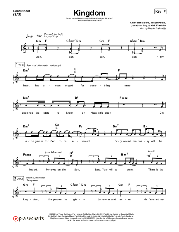 Kingdom Lead Sheet (SAT) (Maverick City Music / Kirk Franklin / Naomi Raine / Chandler Moore)