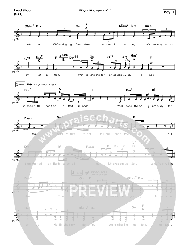 Kingdom Lead Sheet (SAT) (Maverick City Music / Kirk Franklin / Naomi Raine / Chandler Moore)