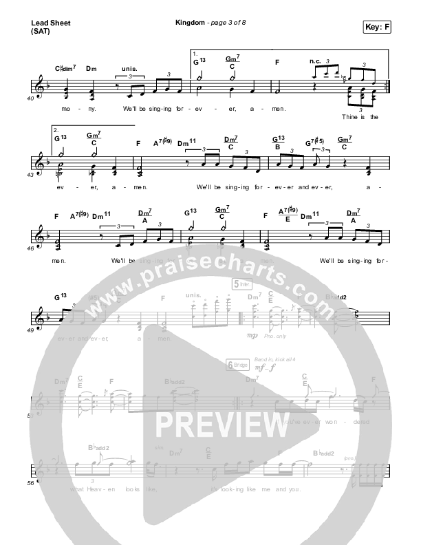 Kingdom Lead Sheet (SAT) (Maverick City Music / Kirk Franklin / Naomi Raine / Chandler Moore)