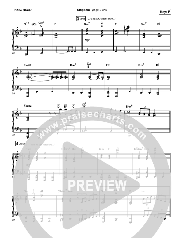 Kingdom Piano Sheet (Maverick City Music / Kirk Franklin / Naomi Raine / Chandler Moore)