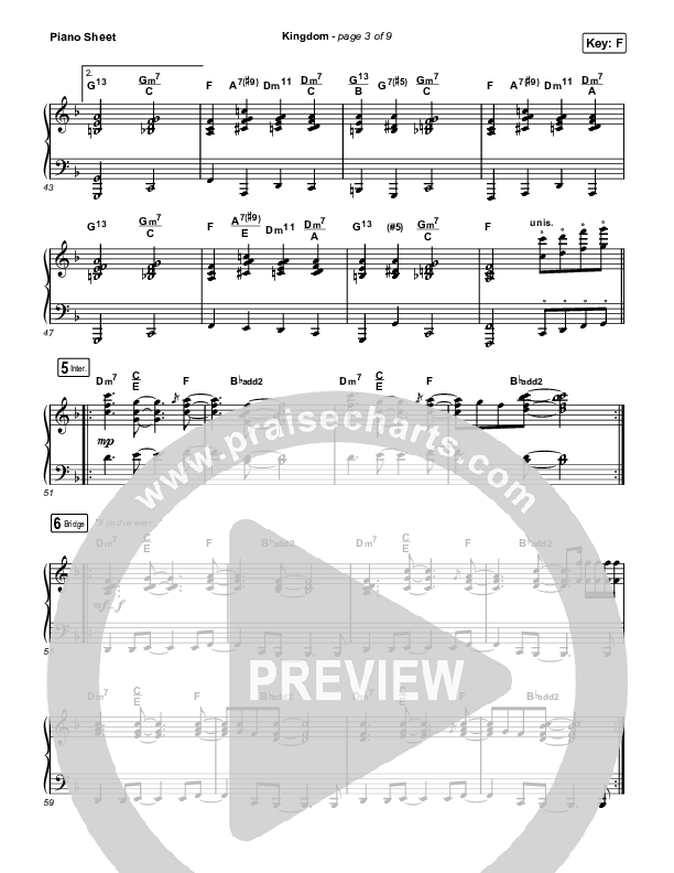 Kingdom Piano Sheet (Maverick City Music / Kirk Franklin / Naomi Raine / Chandler Moore)
