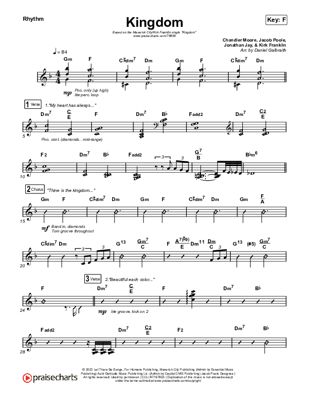 Kingdom Rhythm Chart (Maverick City Music / Kirk Franklin / Naomi Raine / Chandler Moore)