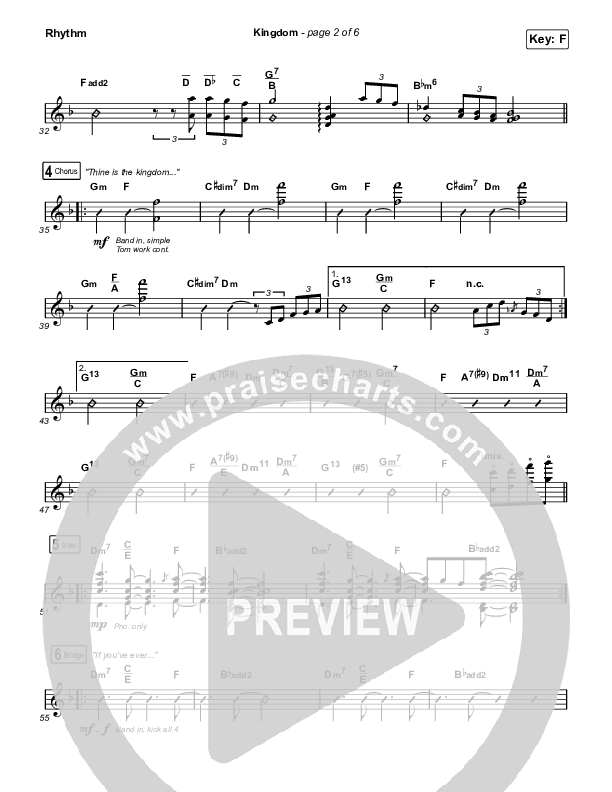 Kingdom Rhythm Chart (Maverick City Music / Kirk Franklin / Naomi Raine / Chandler Moore)