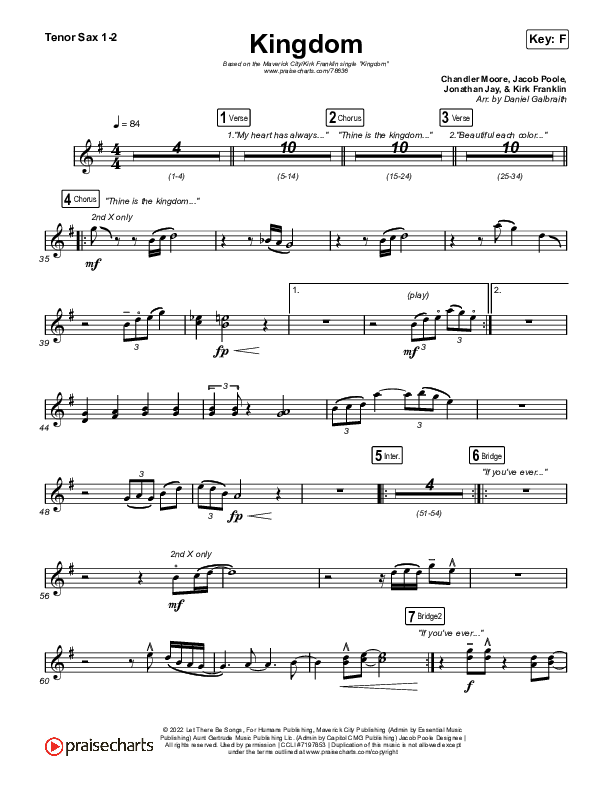 Kingdom Tenor Sax 1/2 (Maverick City Music / Kirk Franklin / Naomi Raine / Chandler Moore)