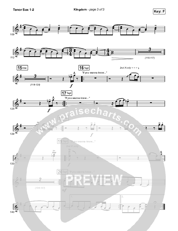 Kingdom Tenor Sax 1/2 (Maverick City Music / Kirk Franklin / Naomi Raine / Chandler Moore)