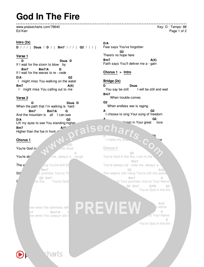 God In The Fire Chords & Lyrics (Ed Kerr)