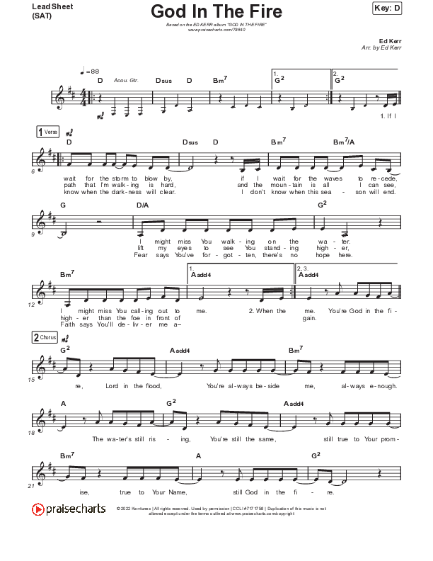 God In The Fire Lead Sheet (SAT) (Ed Kerr)