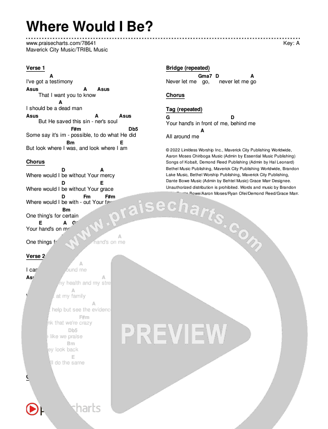 Where Would I Be? Chords & Lyrics (Maverick City Music / TRIBL Music)