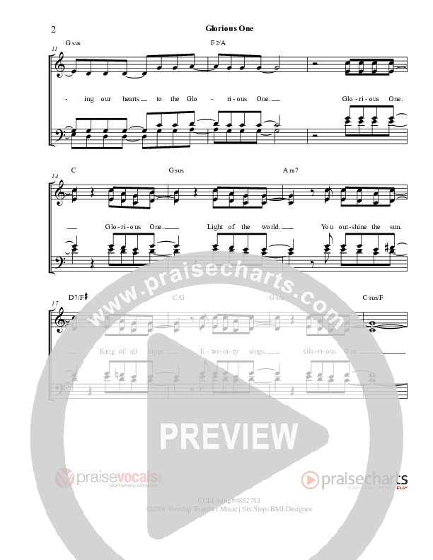 Glorious One Lead Sheet (PraiseVocals)