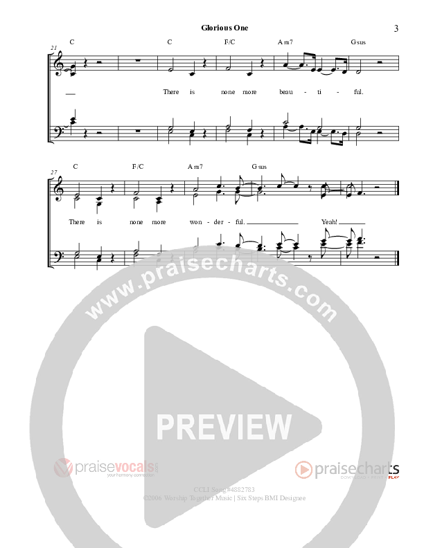 Glorious One Lead Sheet (PraiseVocals)