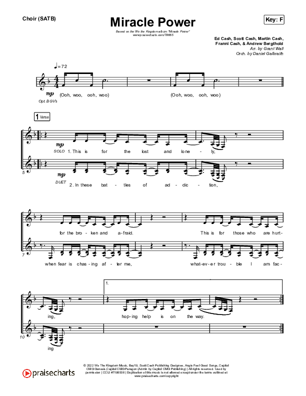 Miracle Power Choir Sheet (SATB) (We The Kingdom)