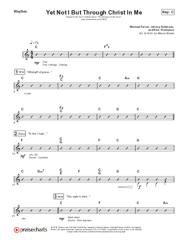 Yet Not I But Through Christ In Me Rhythm Chart (Travis Cottrell / Lily Cottrell)