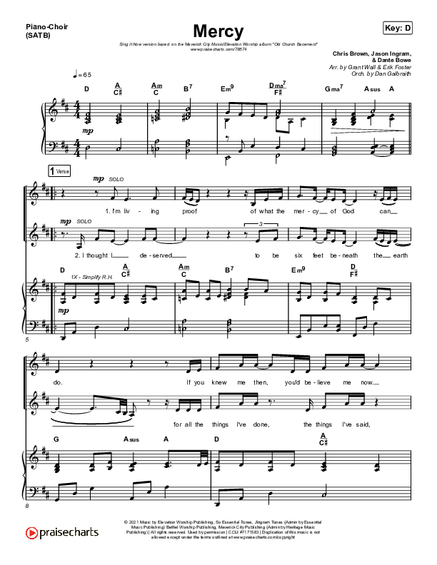 Mercy (Sing It Now SATB) Piano/Choir (SATB) (Maverick City Music / Elevation Worship / Chris Brown)