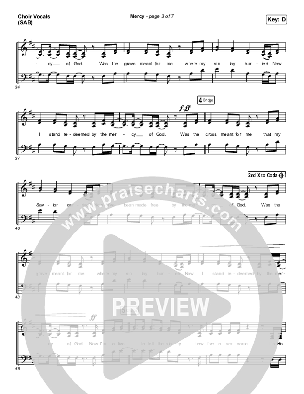 Mercy (Worship Choir SAB) Choir Sheet (SAB) (Maverick City Music / Elevation Worship / Arr. Erik Foster)