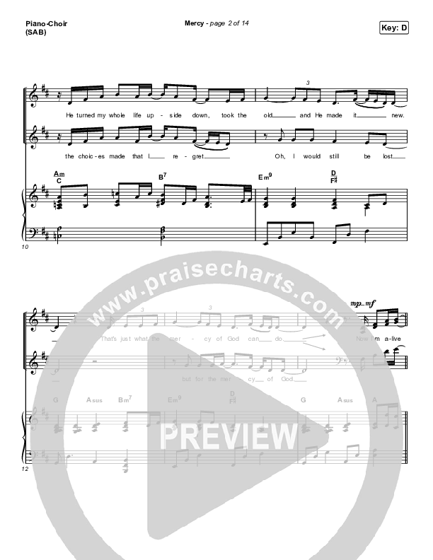 Mercy (Worship Choir SAB) Piano/Choir (SAB) (Maverick City Music / Elevation Worship / Arr. Erik Foster)