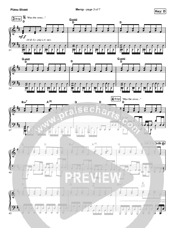 Mercy (Worship Choir SAB) Piano Sheet (Maverick City Music / Elevation Worship / Arr. Erik Foster)