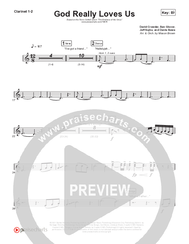 God Really Loves Us Clarinet 1/2 (Travis Cottrell / Hannah Kerr)