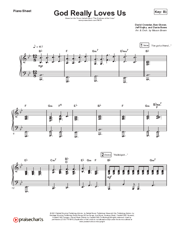 God Really Loves Us Piano Sheet (Travis Cottrell / Hannah Kerr)