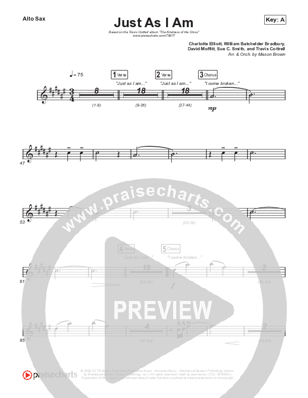 Just As I Am Alto Sax (Travis Cottrell / Lily Cottrell)