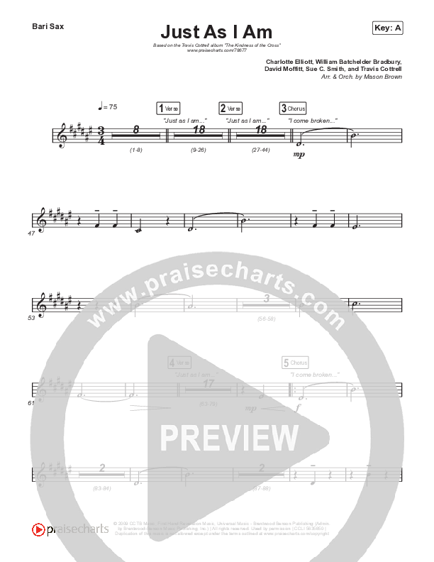 Just As I Am Bari Sax (Travis Cottrell / Lily Cottrell)