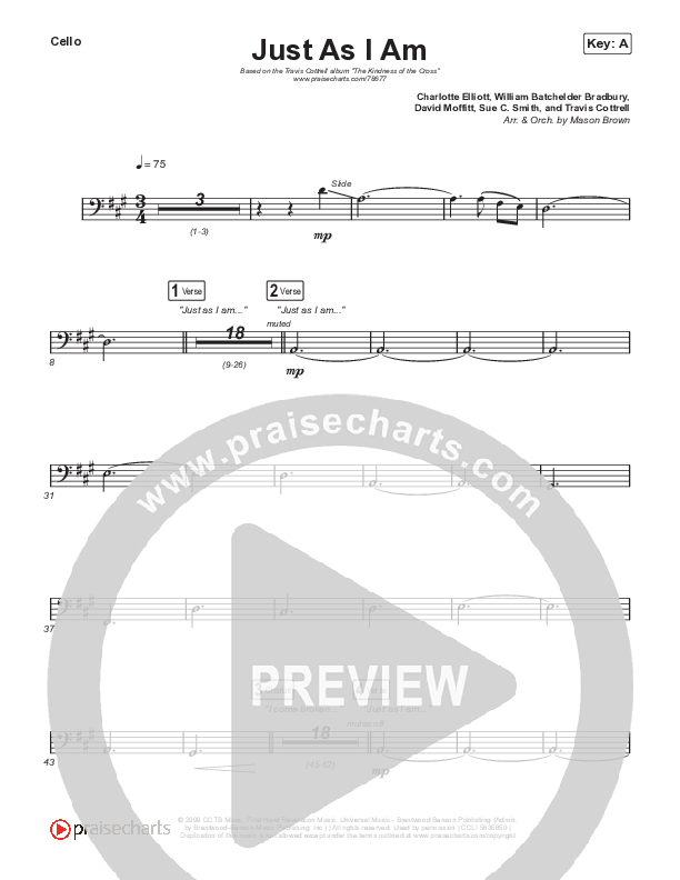 Just As I Am Cello (Travis Cottrell / Lily Cottrell)