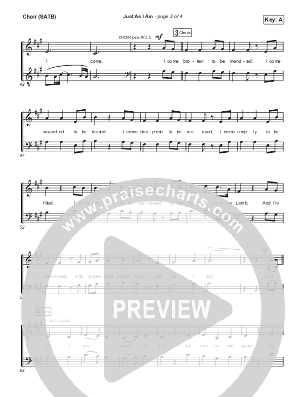 Just As I Am Choir Sheet (SATB) (Travis Cottrell / Lily Cottrell)