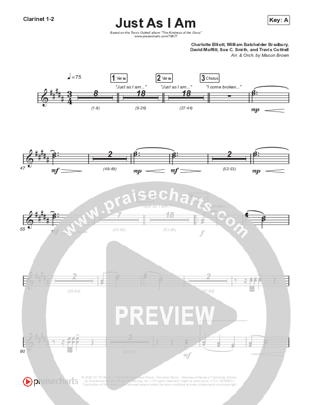 Just As I Am Clarinet 1/2 (Travis Cottrell / Lily Cottrell)