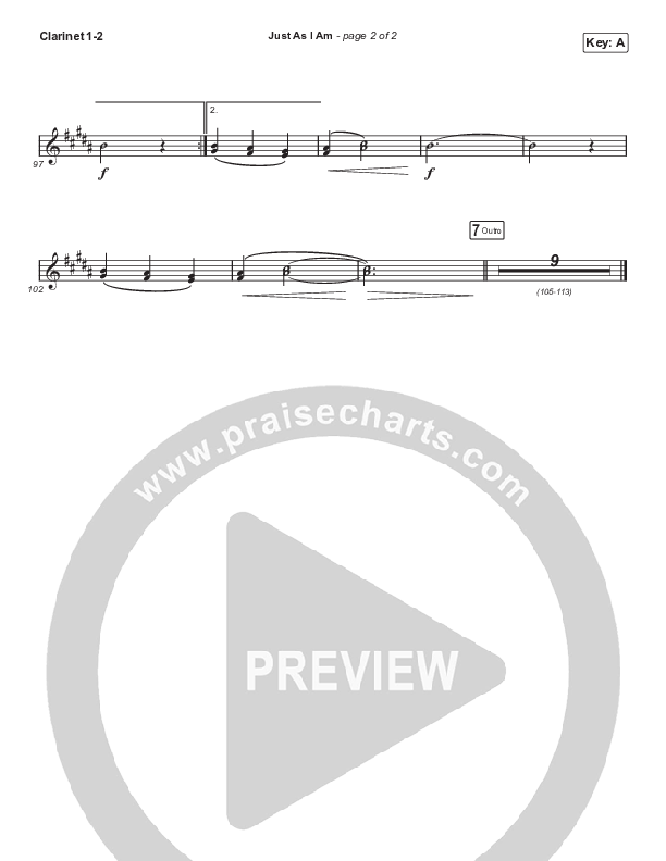 Just As I Am Clarinet 1/2 (Travis Cottrell / Lily Cottrell)