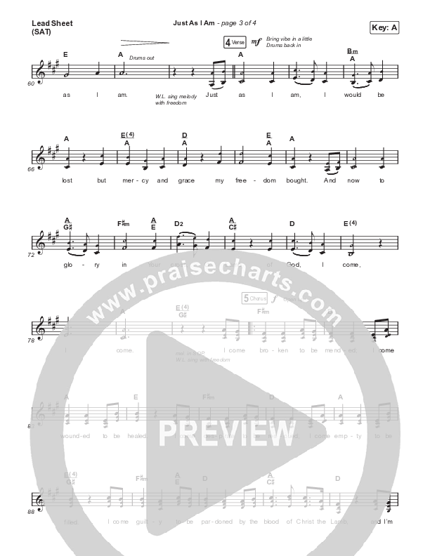 Just As I Am Lead Sheet (SAT) (Travis Cottrell / Lily Cottrell)