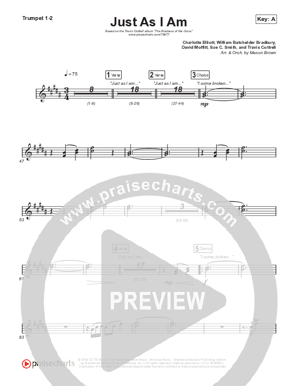 Just As I Am Trumpet 1,2 (Travis Cottrell / Lily Cottrell)