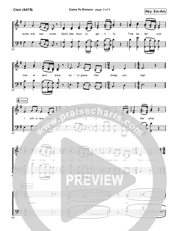 Come Ye Sinners Choir Sheet (SATB) (Travis Cottrell / Kristyn Getty)