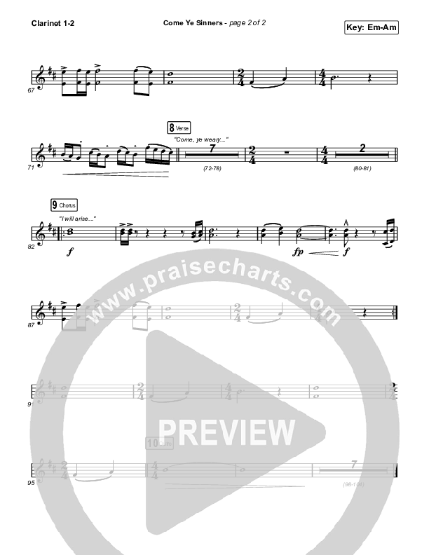 Come Ye Sinners Clarinet 1/2 (Travis Cottrell / Kristyn Getty)