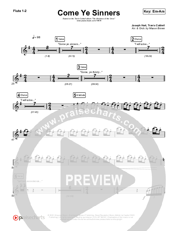 Come Ye Sinners Flute 1/2 (Travis Cottrell / Kristyn Getty)