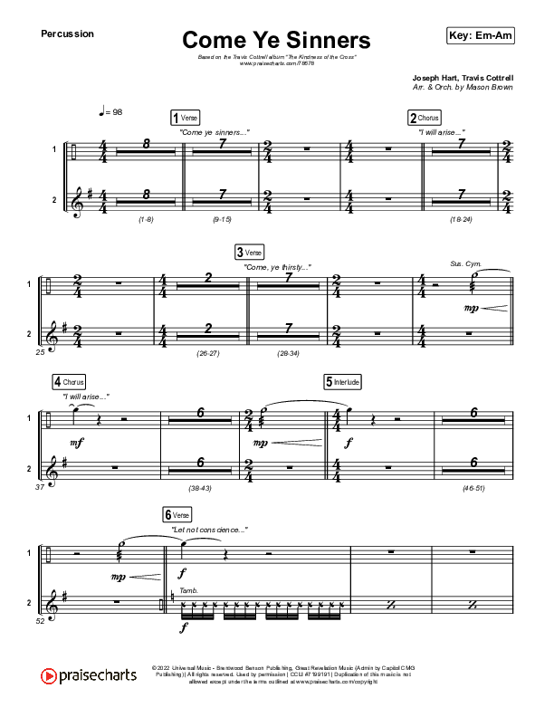 Come Ye Sinners Percussion (Travis Cottrell / Kristyn Getty)