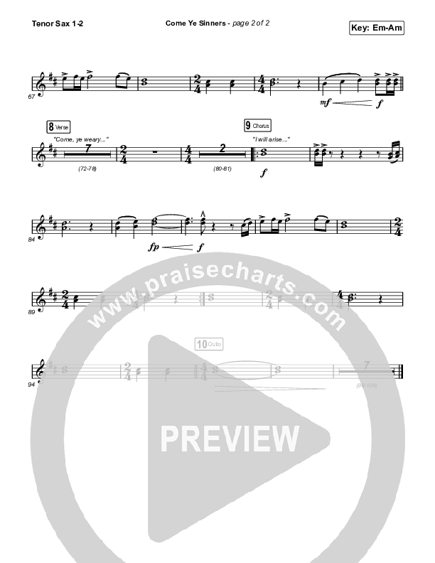 Come Ye Sinners Tenor Sax 1/2 (Travis Cottrell / Kristyn Getty)