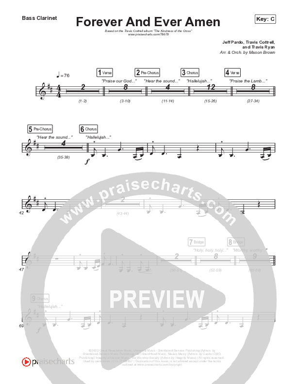 Forever And Ever Amen Bass Clarinet (Travis Cottrell)