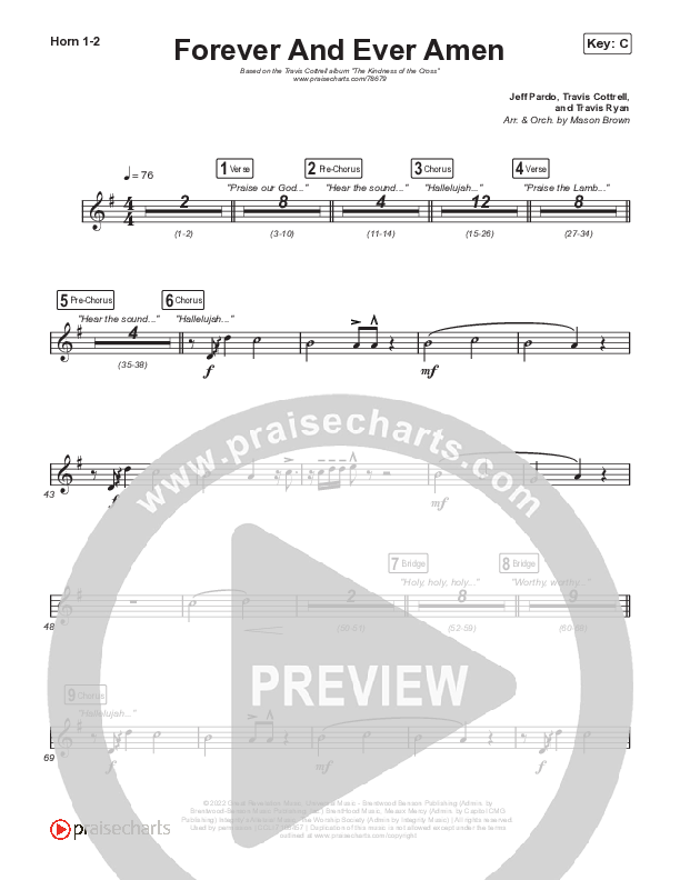 Forever And Ever Amen French Horn 1/2 (Travis Cottrell)