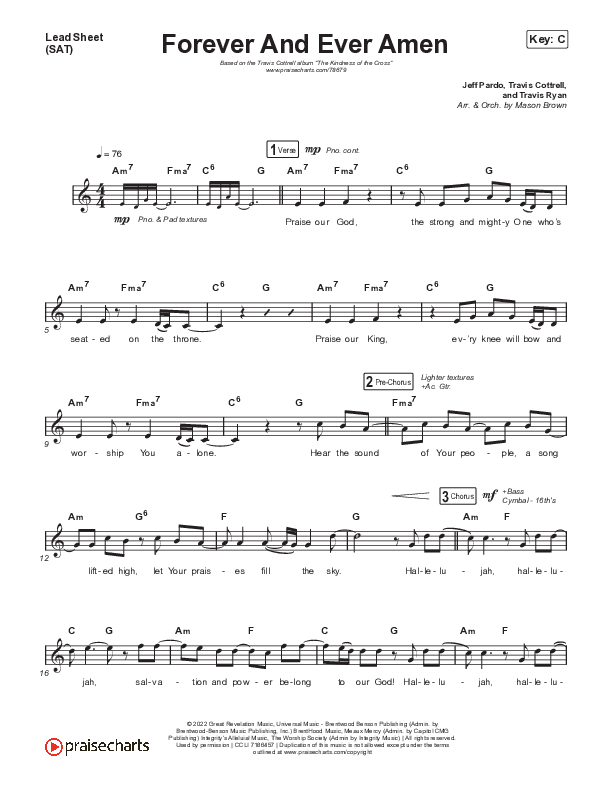 Forever And Ever Amen Lead Sheet (SAT) (Travis Cottrell)