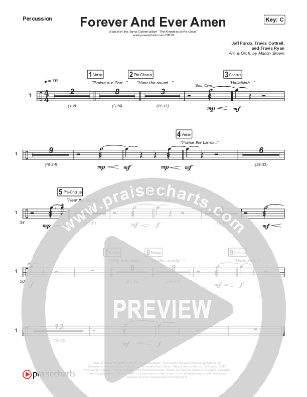Forever And Ever Amen Percussion (Travis Cottrell)